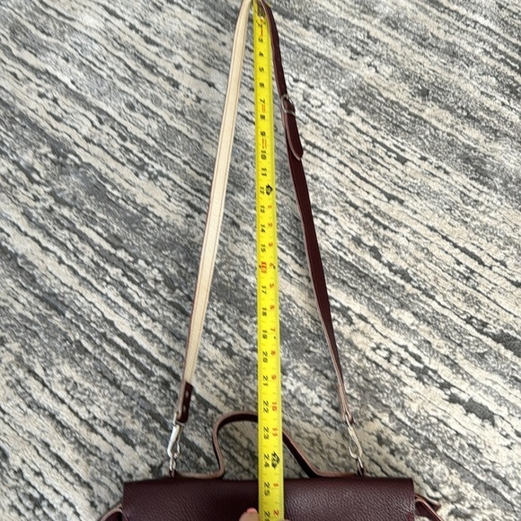 Italian Leather hand sewn Bordeaux burgundy bag crossbody attache top handle - Picture 12 of 16